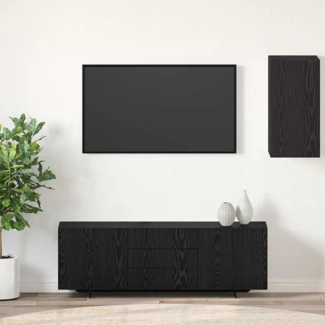 vidaXL Wand TV Kast 30,5 x 30 x 60 cm Zwart Eiken Bewerkt hout, foto 2