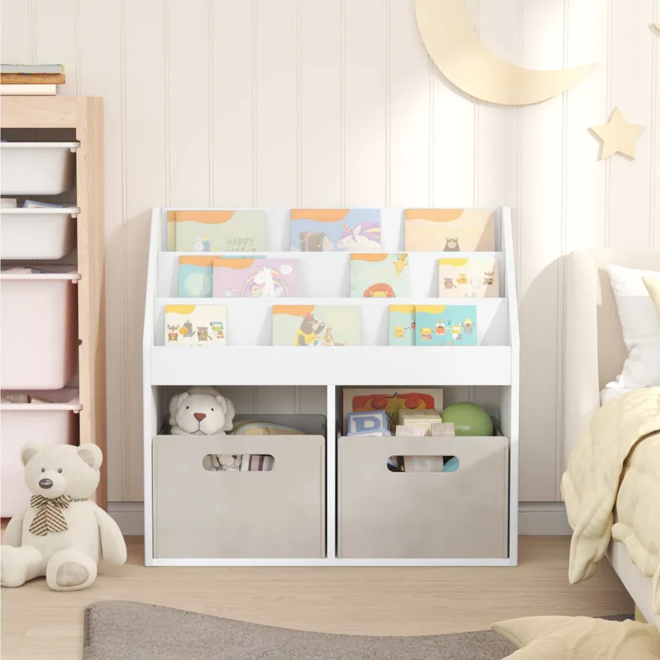 vidaXL Kinderen Boekenkast Wit 72,5 x 29,5 x 69 cm Bewerkt hout, foto 4