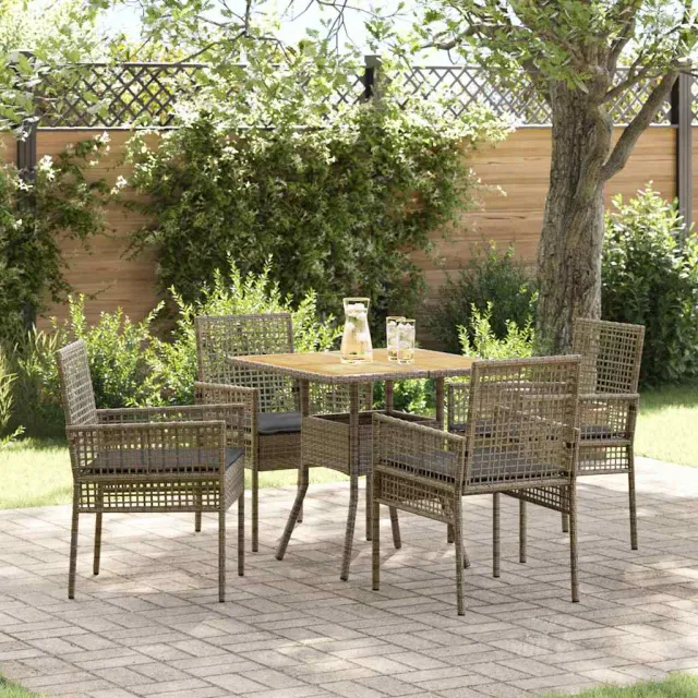 vidaXL Tuin eettafelset 5 st Grijs poly rattan
