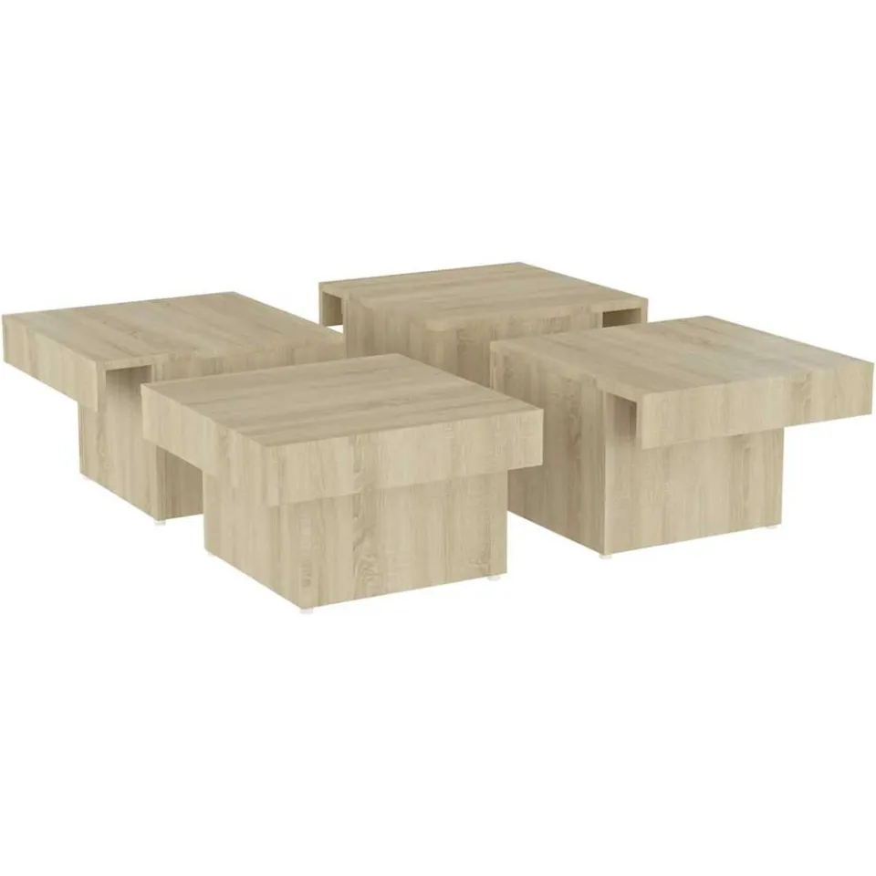 vidaXL Salontafel 90x90x28 cm bewerkt hout sonoma eikenkleurig Bruin