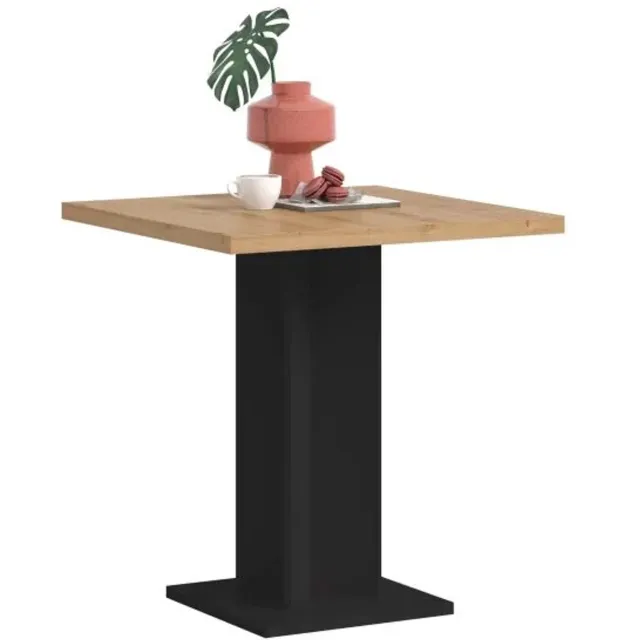 Furnilux Artisan Eiken Eettafel - Moderne Zwarte Tafel - Stijlvolle Eetkameroplossing Bruin