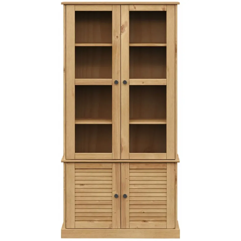 vidaXL Vitrinekast VIGO 85x35x170 cm massief grenenhout bruin