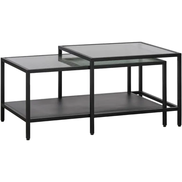 Nest of Nora Salontafels set van 2 - Soren - Glas met metalen frame - Zwart