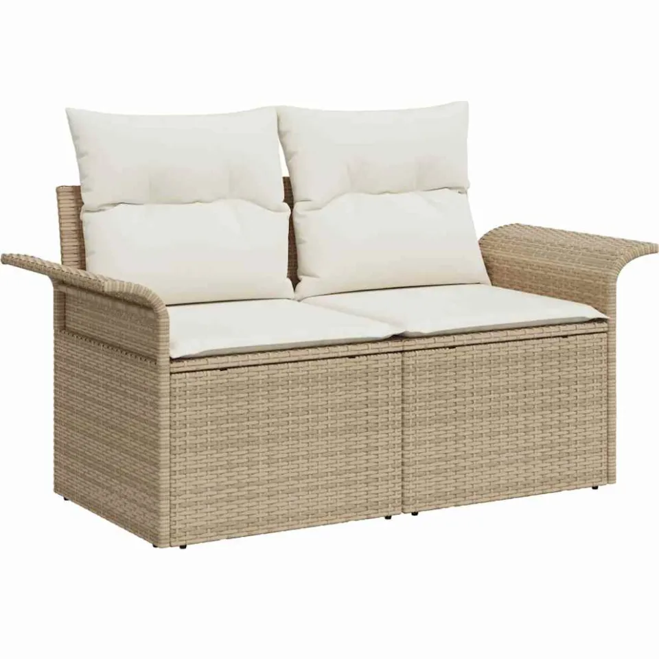 vidaXL Tuin Sofa Set 7 st Poly riet beige, foto 4