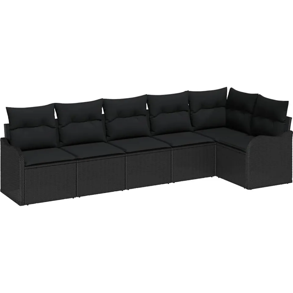 vidaXL Tuin Sofa Set 6 st Zwart poly rattan