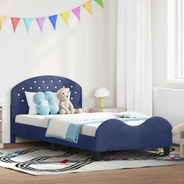 vidaXL Bedframe voor kinderen met hoofdbord Politieblauw 90 x 190 cm