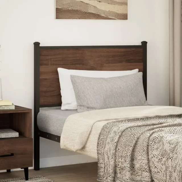 vidaXL Vervangend hoofdbord 80 cm bewerkt hout en staal bruin eikenkleurig