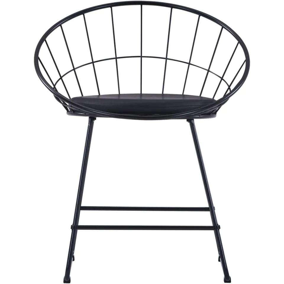 vidaXL Eetkamerstoelen met kunstleren zittingen 2 st staal zwart, foto 2
