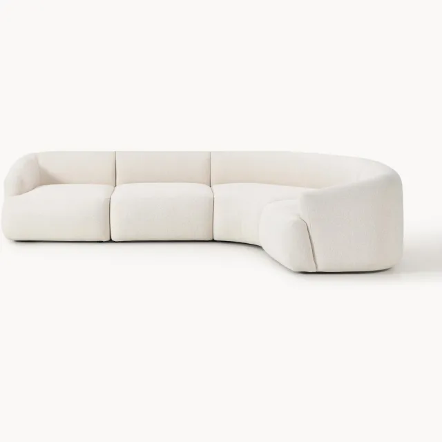 Westwing Collection Modulaire bouclé hoekbank Sofia (4-zits) wit
