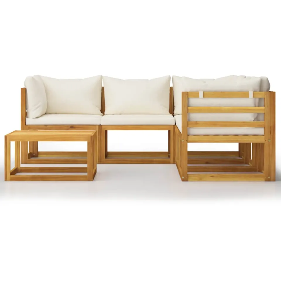 vidaXL 6-delige Loungeset met kussens massief acaciahout crème