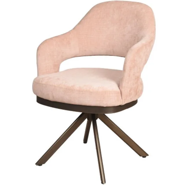 Moods Collection Eetkamerstoel Firenze poot Venus 360 anodic brown - be cotton rosewood 1670 Roze