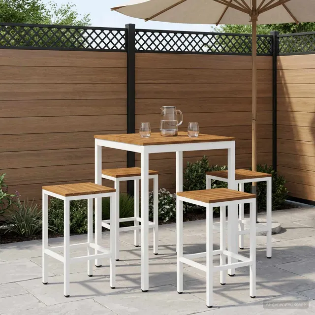 vidaXL Tuinbar Tafel NAARDEN Natuurlijk en Wit 80 x 80,5 x 105 cm, foto 2