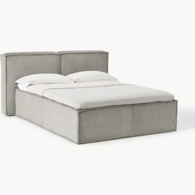 Westwing Collection Corduroy divan bed Lennon Grijs