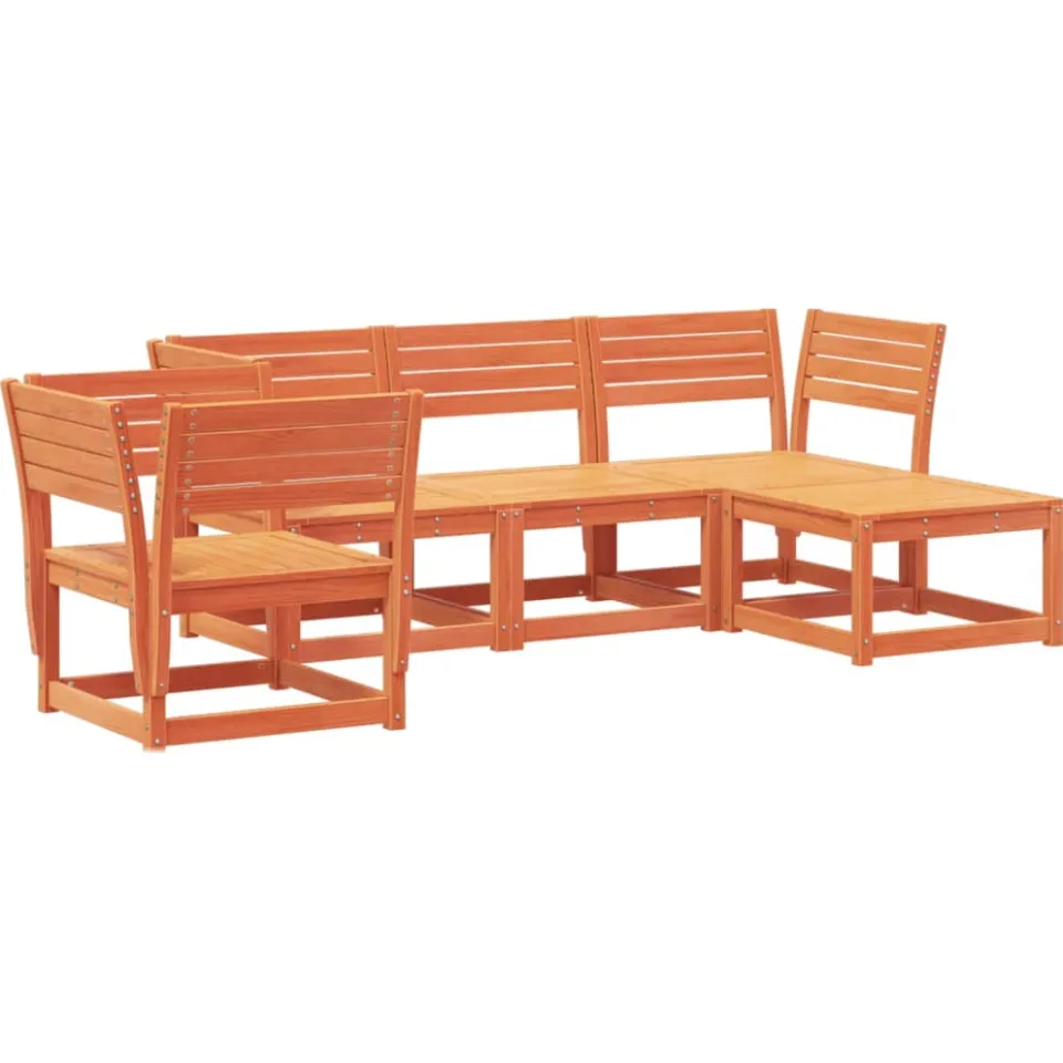 vidaXL 5-delige Loungeset massief grenenhout wasbruin bruin, foto 3
