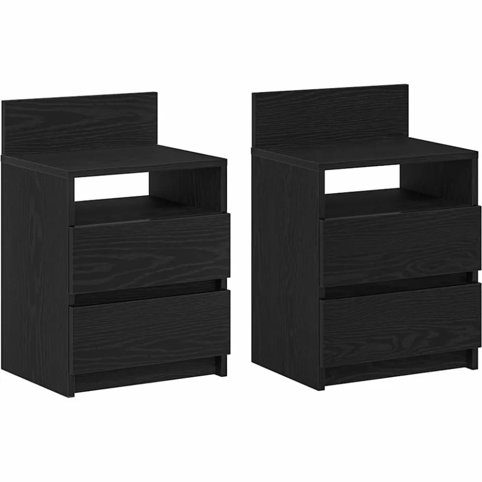 vidaXL Nachtkastjes 2 st met 2 lades 40x33x60 cm zwart, foto 3