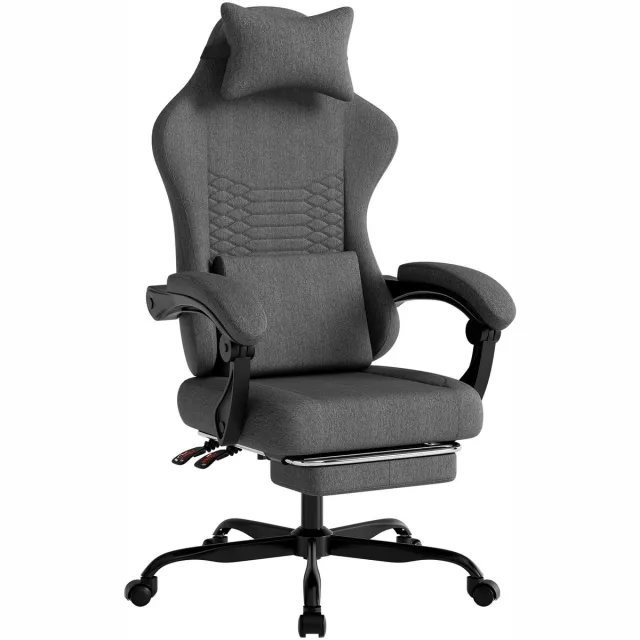 G&G gaming chair - Bureaustoel - Bureaustoelen voor volwassenen - Gaming - Ergonomisch - Wieltjes - Verstelbare rugleuning - Grijs
