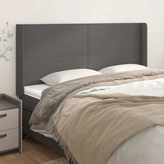 vidaXL Hoofdbord met randen 183x16x118/128 cm kunstleer grijs