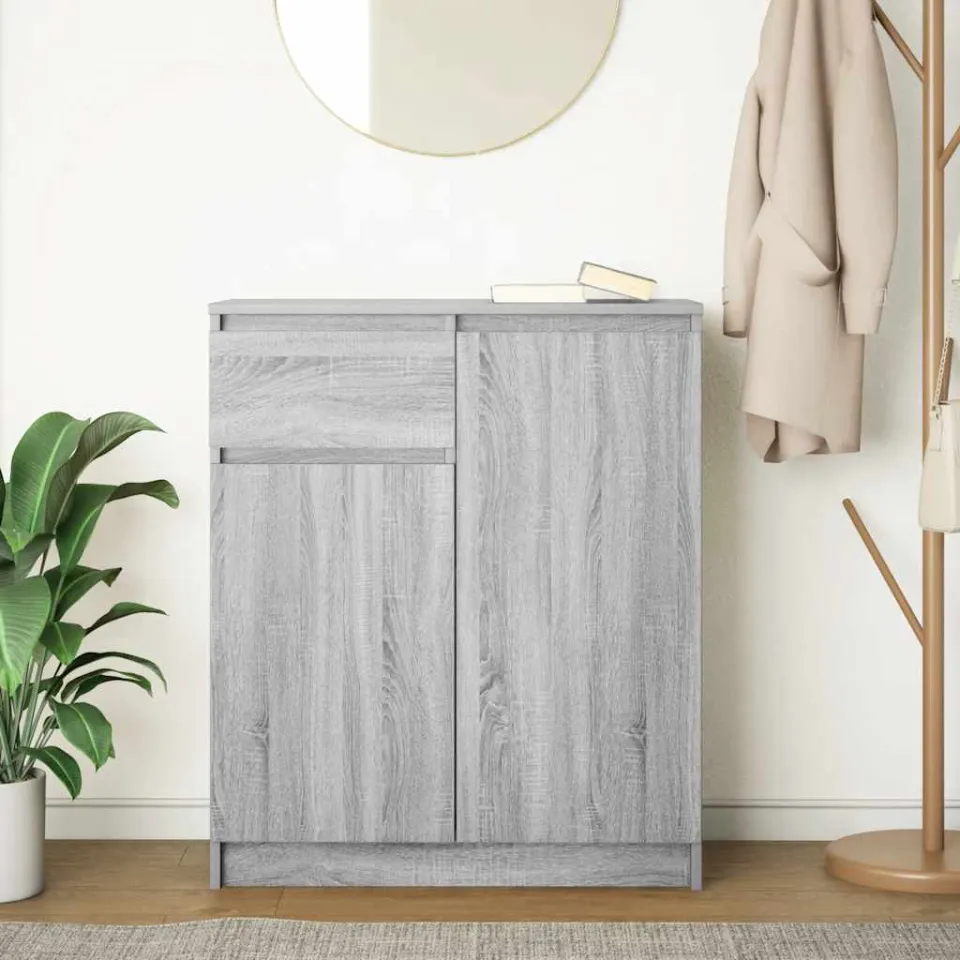 vidaXL Dressoir met lade 71x35x84 cm spaanplaat grijs Sonoma, foto 3