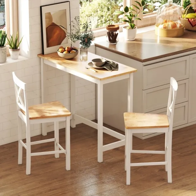 STILVORA Bartafel - Eikenoptiek Met Wit Frame - Compact Voor 2 Personen In Keuken En Eetruimte - Rubberhout - 108 x 48 x 91 Cm Eikenlook
