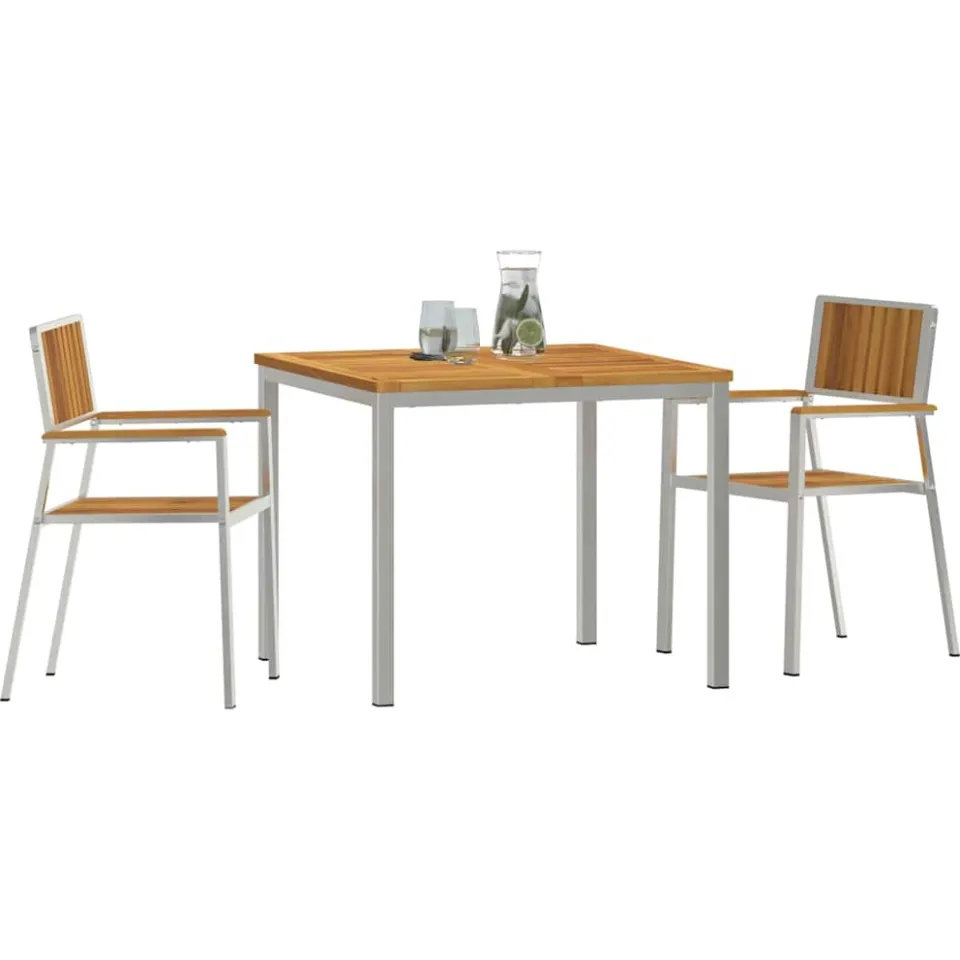 vidaXL Buiten eettafelset 3 st 90 x 90 x 75 cm Bruin