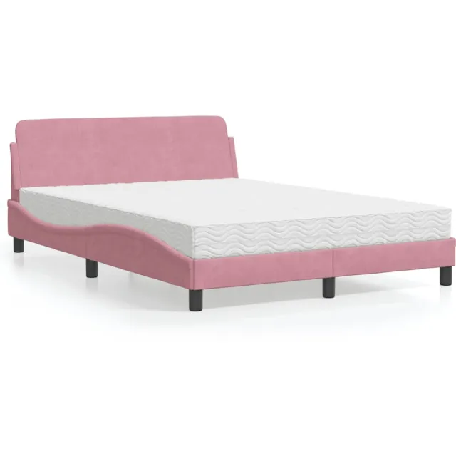 vidaXL Bed met matras "Dover" fluweel roze 140x200 cm