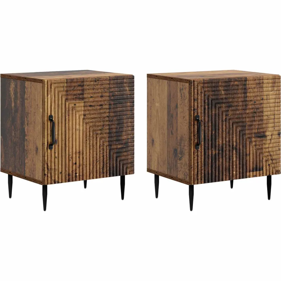 vidaXL Nachtkastje 2 st Oud hout 43 x 34,5 x 50 cm Bewerkt hout bruin, foto 3