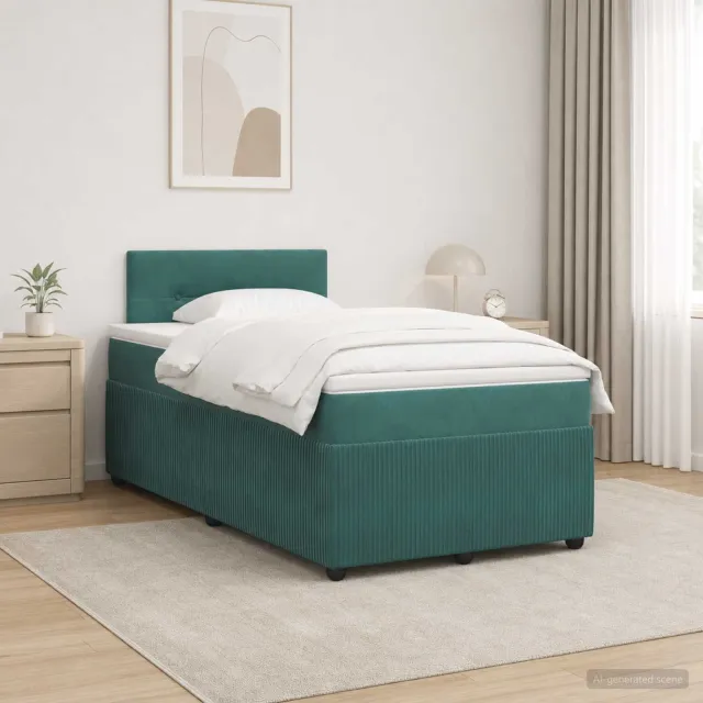 vidaXL Boxspringbed met matras Donkergroen 120 x 200 cm Fluweel