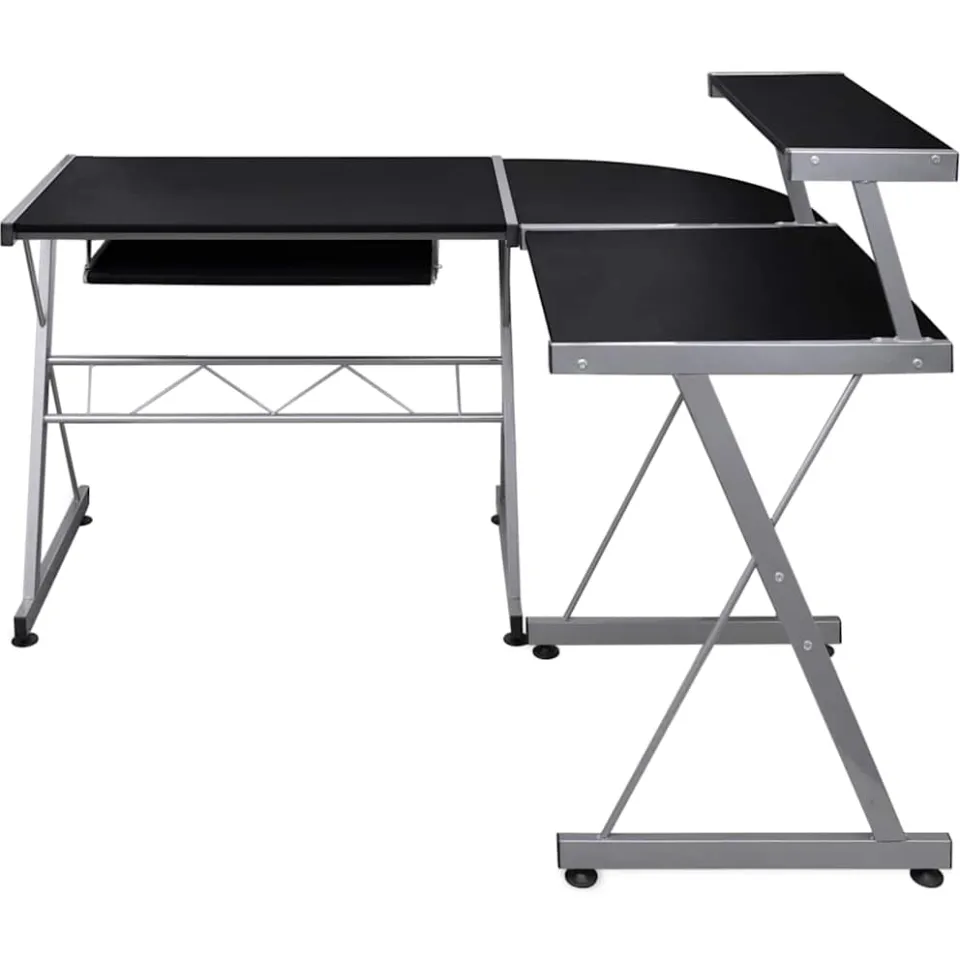 vidaXL Hoekbureau 132x112x99 cm bewerkt hout zwart, foto 2