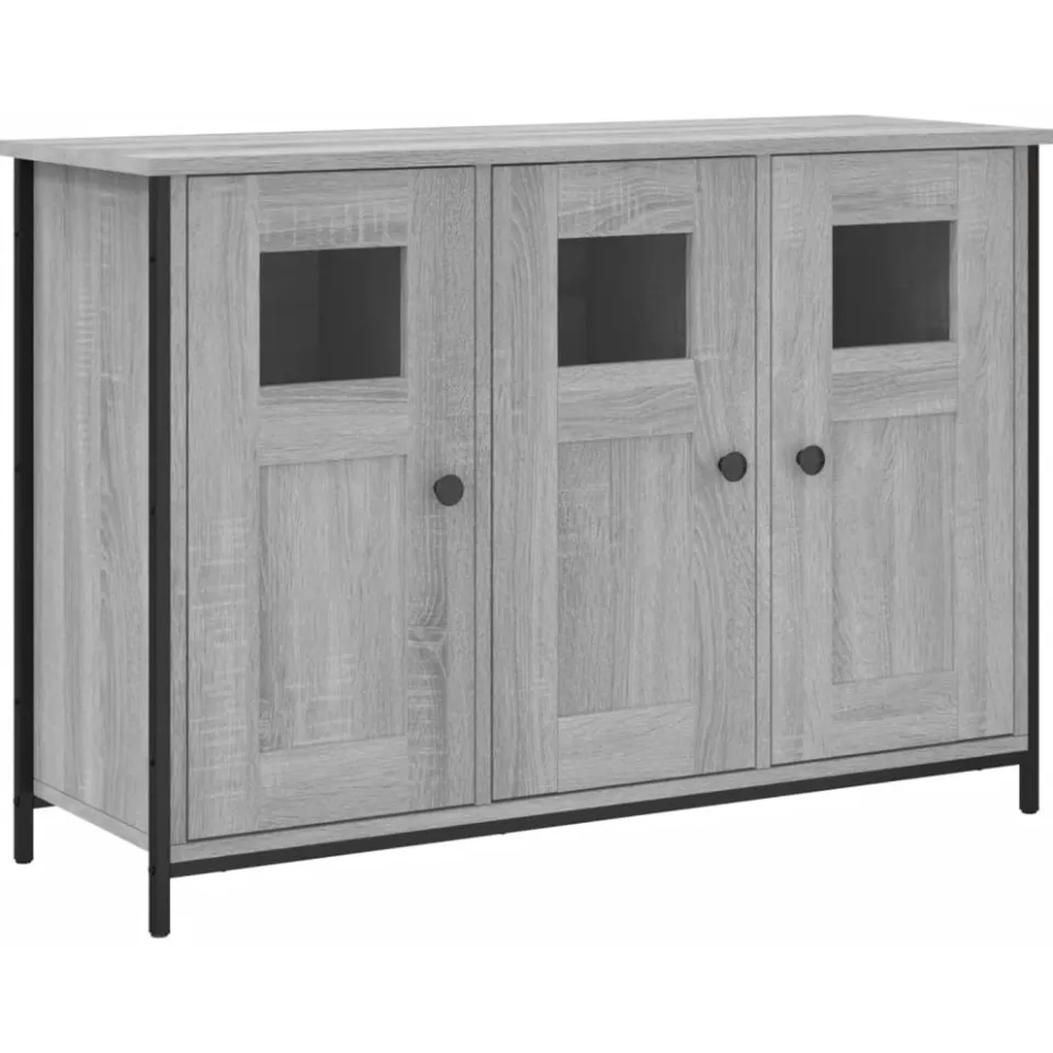 vidaXL Dressoir 100x35x70 cm bewerkt hout grijs sonoma, foto 3