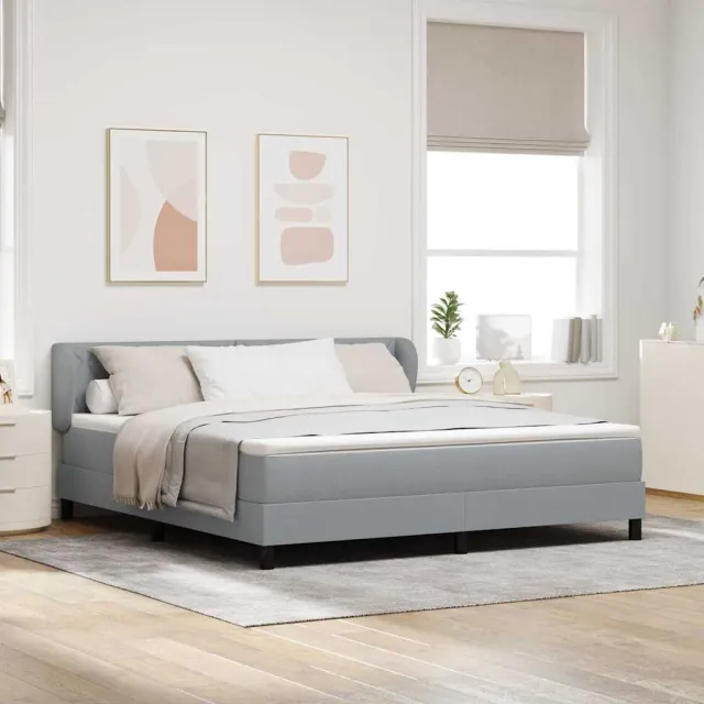 vidaXL Boxspringbed met hoofdeinde Lichtgrijs 180 x 200 cm Stof