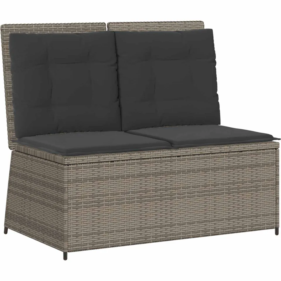 vidaXL Tuinbank Grijs poly rattan
