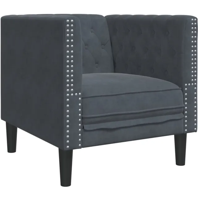 vidaXL Fauteuil - Chesterfield-stijl - fluweel - donkergrijs
