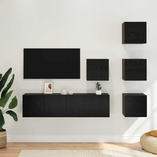 vidaXL Tv-meubelset 6 st Zwart eiken Bewerkt hout, foto 2