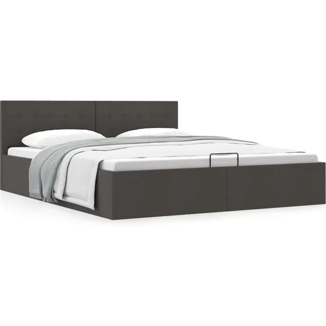vidaXL Bedframe met hydraulische opslag stof donkergrijs 160x200 cm