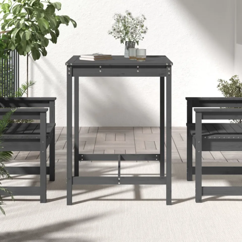 vidaXL Tuintafel 82,5x82,5x110 cm massief grenenhout grijs, foto 3
