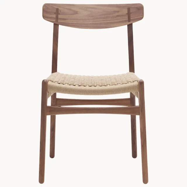 Carl Hansen & Søn Houten stoel CH23 met handgevlochten zitvlak Beige