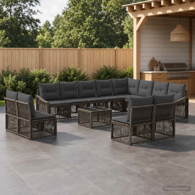 vidaXL Tuinbankenset 13 st Grijs poly rattan