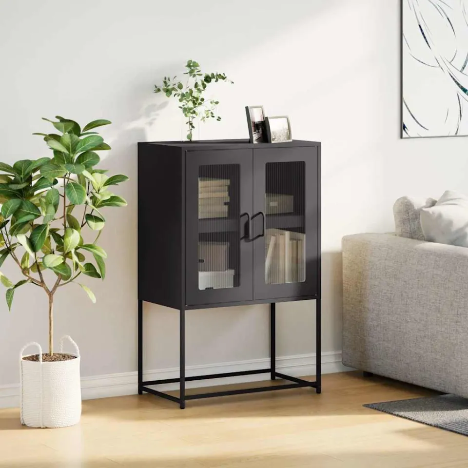 vidaXL Hoge kast 68x39x107 cm staal zwart, foto 2