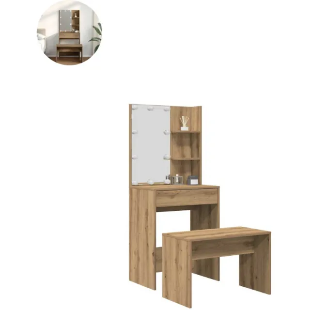 GranMaison Kaptafel met spiegel - Make up tafel - Make up - Toilettafel - Met lades - Artisan Eiken