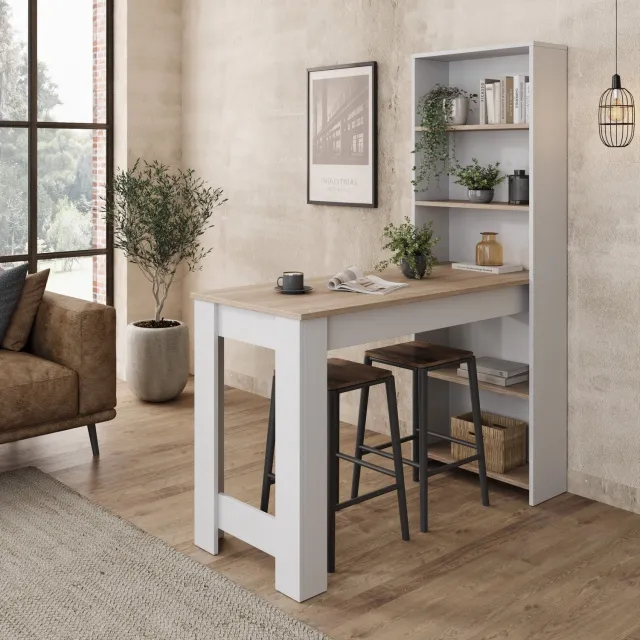 MEUBELLA Montrell - Eetkamertafel - Eikenpatroon/Wit - 120x54x154 cm Bruin|Wit