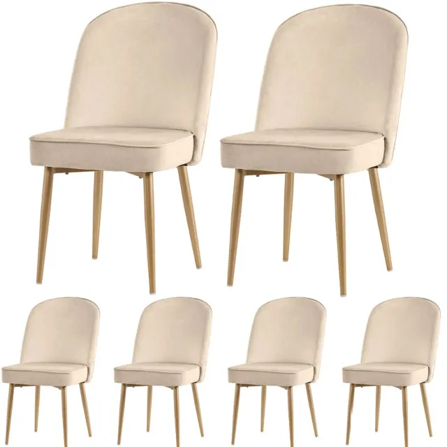 Corenia Eetkamerstoelen – Set van 6 Stoelen – Dining Stoelen – Fluwelen Stoelen – Beige Fluweel – Ergonomische Rugleuning – Gouden Metalen Poten - 45.5 x 62 x 87,5 cm