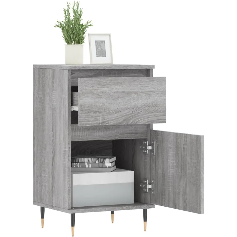 vidaXL Dressoirs 2 st 40x35x70 cm bewerkt hout grijs sonoma, foto 4