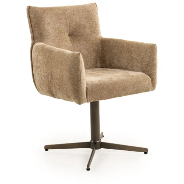 Moods Collection Eetkamerstoel Milano draaibaar Iras anodic bruin - Stella camel 09