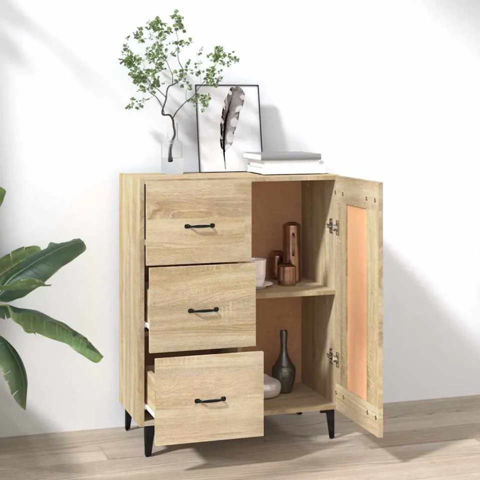 vidaXL Dressoir 69,5x34x90 cm bewerkt hout sonoma eikenkleurig, foto 3