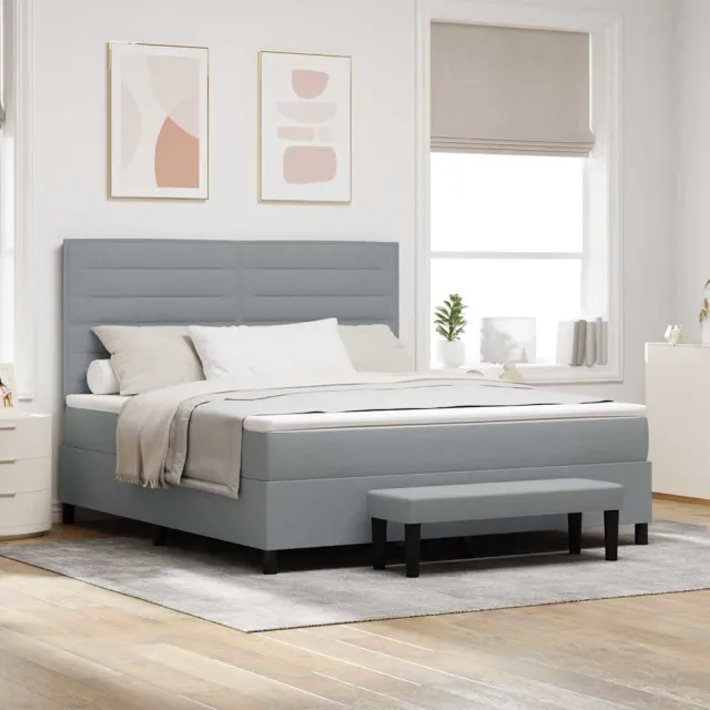 vidaXL Boxspringbed met hoofdeinde Lichtgrijs 180 x 200 cm Stof