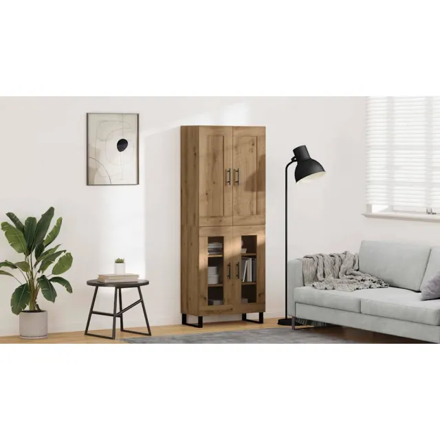 vidaXL Hoge kast 2 st Artisan Eiken 69,5 x 34 x 180 cm Bruin