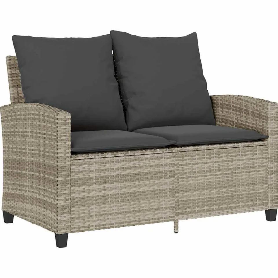 vidaXL 6-delige Loungeset met kussens poly rattan lichtgrijs grijs, foto 4
