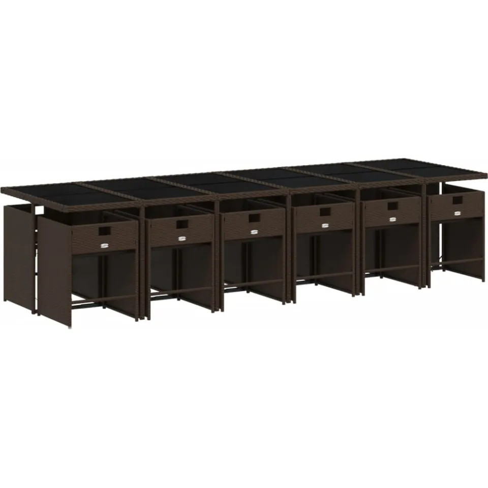 vidaXL 13-delige Tuinset met kussens poly rattan bruin, foto 2