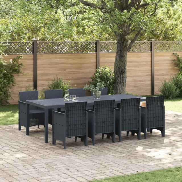 vidaXL Tuin Eetset 9 st Antraciet Polypropyleen, foto 2