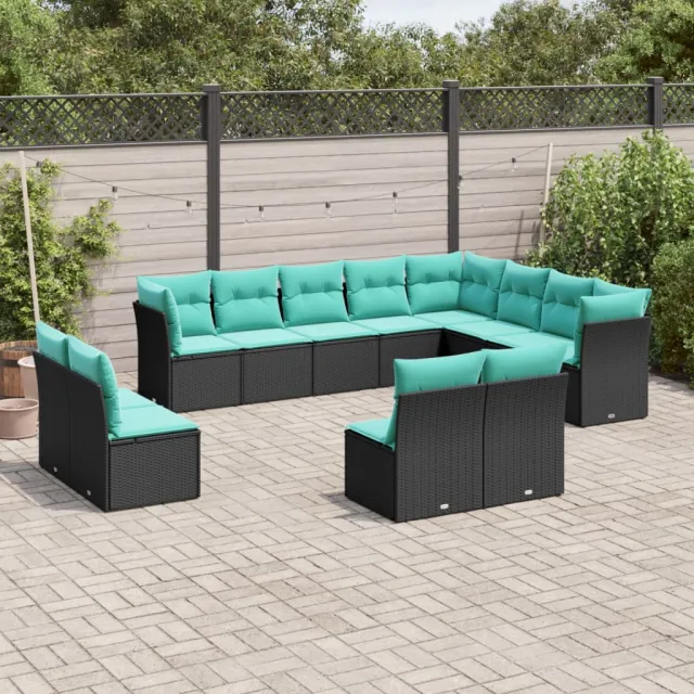 vidaXL 12-delige tuinbankset met kussens van zwart polyrotan, foto 2